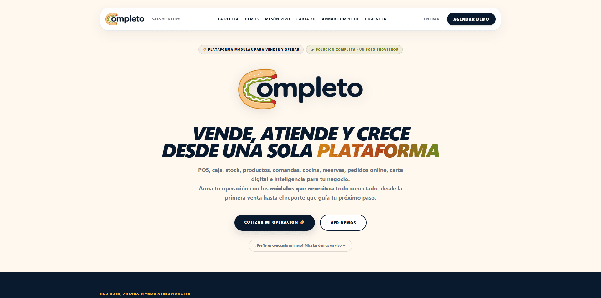 Sitio de Completo, proyecto desarrollado por HojaCero