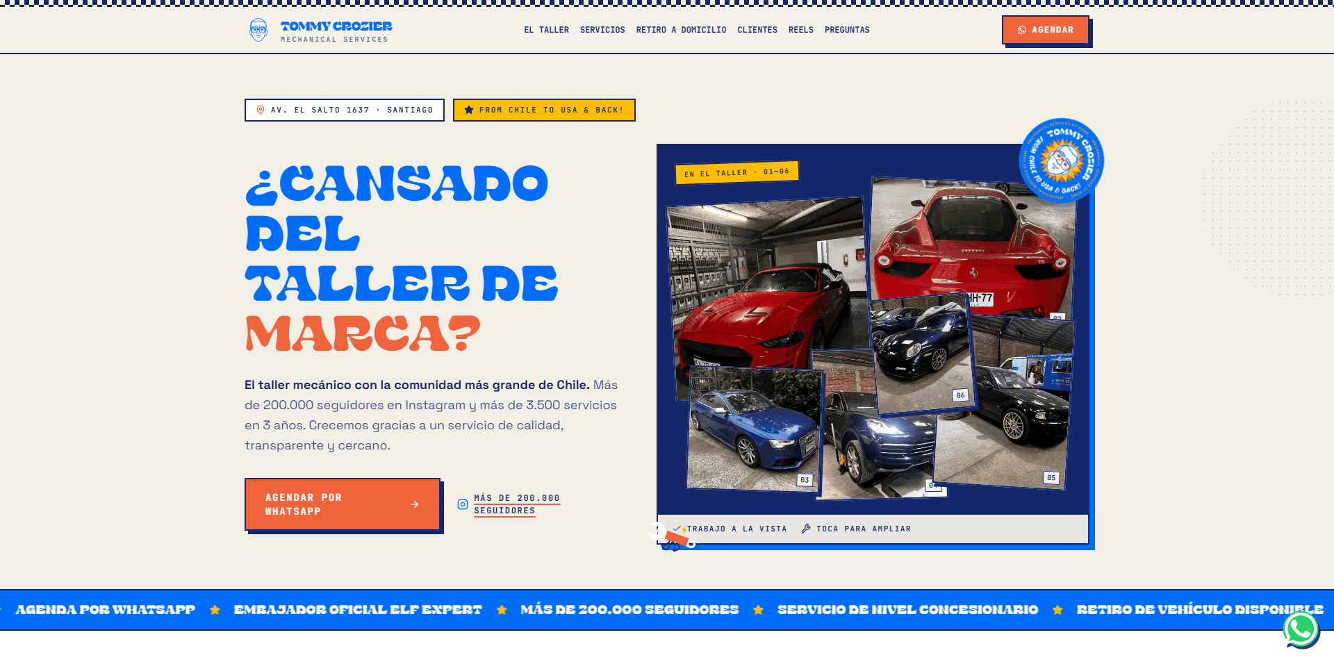 Sitio de Tommy Crozier, proyecto desarrollado por HojaCero